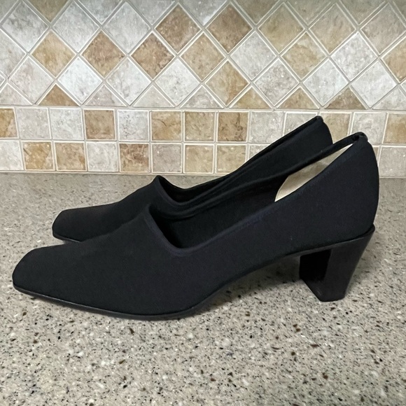 Pancaldi Women’s Square Toe Vintage Black Stretch Fabric Heel Size 10B - Picture 3 of 9